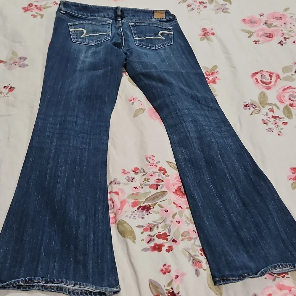 American Eagle Blue Flare Wide Leg Jeans SIZE 2 ARTIST - Picture 4 of 5